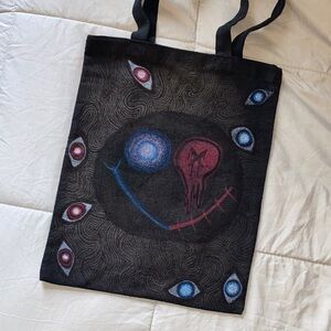 Black Tote Bag with Artistic Eye Design